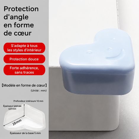 Protection d'angle en silicone forme cœur bleu ciel pour meuble 10 g bleu ciel 10 g – Livraison gratuite