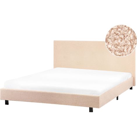 Bett mit Lattenrost Bouclé ALBI 160 x 200 cm Beige