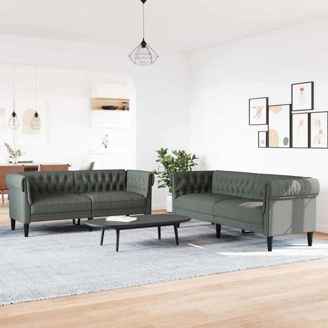 Wohnzimmer Couch 2 pcs Dunkelgrau 201,5 x 74,5 x 74,5 cm Stoff (1/5)
