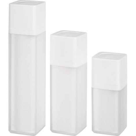 3 frascos de plástico esmerilado con bomba, frascos de viaje, frascos recargables con bomba de vacío para cosméticos, para base de maquillaje, crema, loción, esencia, dispensador cuadrado (15 ml) (30 