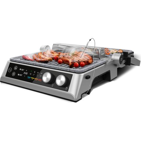 Gril électrique dede 2400w avectechnologie sans fumée, ajuste le temps et la température en fonction du mode et du point de cuisson sélectionnés . (1/5)