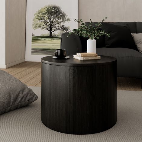Mesa baja Tavilo, Negro/roble, 48 x 48 cm, Vicco