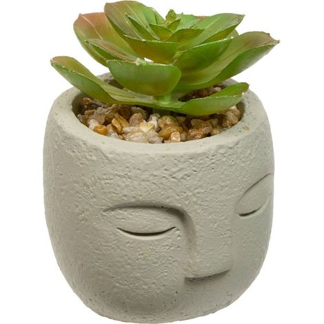 Plante artificielle Teri 9 cm avec Pot visage - Atmosphera créateur d'intérieur (1/5)