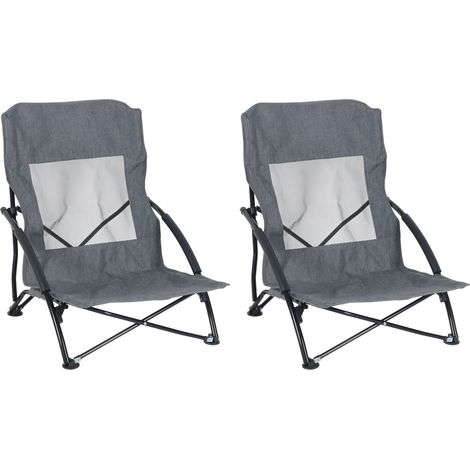 Folding Beach Chairs, 2-Pack High Back With Carry Bag (1/5)
