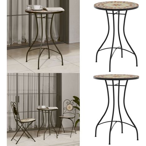 Table de bistro mosaïque terre cuite blanc Ø50x70 cm céramique - Table De Bistro - Table Extérieure - Table Mosaïque - Table Jardin - Mobilier De Jardin - Home & Living (1/5)