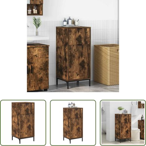 vidaXL Meuble salle de bain -  Cabinet de salle de bain Chêne fumé 39,5 x 36 x 88 cm (1/5)