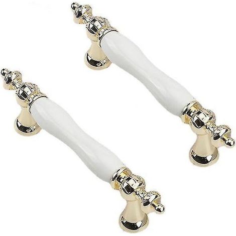 Lot de 2 poignées de meuble en céramique de style européen au design simple pour tiroirs et placards de cuisine (entraxe de 160 mm) (1/4)