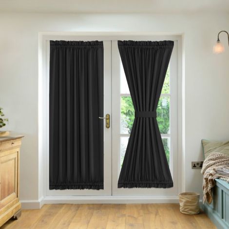 Rideaux occultants thermiques 2 panneaux 63x183cm, passe-tringle, anti-UV, isolation phonique, pour porte-fenêtre et cuisine (1/5)
