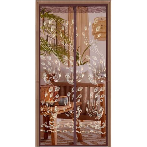 Moustiquaire magnétique pour portes coulissantes, rideau en maille robuste avec fermeture magnétique mains libres, cloison anti-insectes pour patio et balcon 33,5 x 83 pouces (1/5)