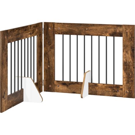 Foldable Dog Gate with Stands 2 pcs Smoked Oak 160.5 cm vidaXL (1/5)