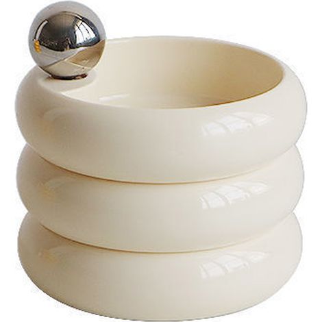 Boîte à bijoux rotative en mélamine, multifonctionnelle, à plusieurs niveaux, organiseur de bijoux de bureau, porte-boucles d'oreilles et colliers, blanc laiteux (1/5)