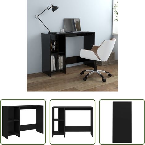 vidaXL Bureau étudiant - Bureau d'ordinateur portable noir bois d'ingénierie (1/5)