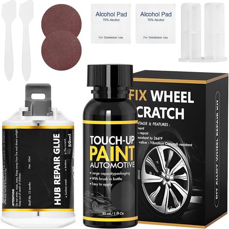 Kit Réparation Jante Noir, Peinture Jante Alu avec Stylo Retouche Jante (1/5)
