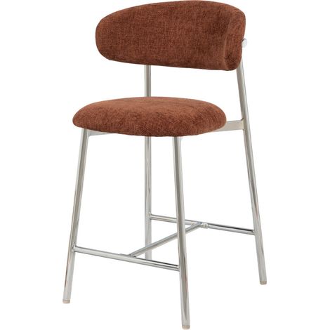 Amadeus - Tabouret de bar Curve terracotta en bouclette assise 65 cm (lot de 2) (1/3)