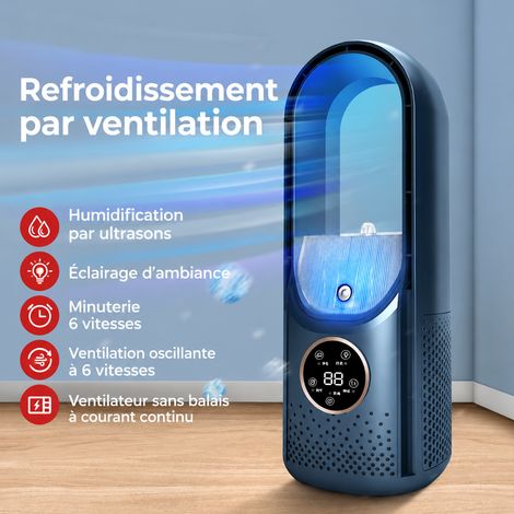 Ventilateur sans pales bleu USB multifonction bleu réf 0262 24,5 × 15,5 × 15,5 cm 600 g – Livraison gratuite
