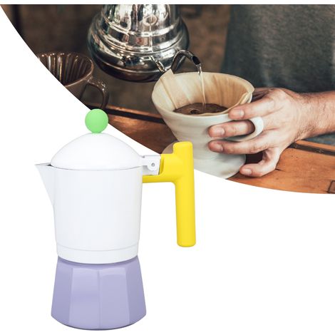 Cafetière italienne classique, cafetière moka rétro, cafetière moka artistique de haute qualité, carrée blanche et violette. (1/5)