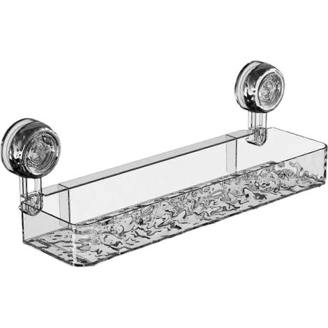 Support en mousse à ventouse transparente pour shampoing et accessoires de bain support mural pour robinet de salle de bain blanc. (1/5)