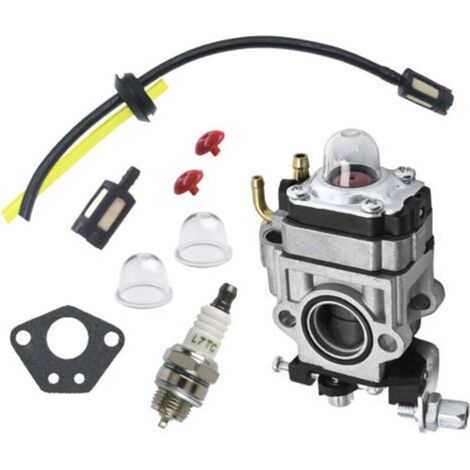 Carburateur pour débroussailleuse 52cc 43cc Carbu Kit avec joint, tuyau, bougie d'allumage et filtre à essence, Convient à une grande variété de tondeuses à gazon, débroussailleuses (1/4)