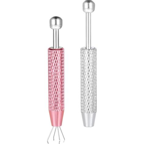 Outil ramassage lot de 2 alliage aluminium 4 griffes argent rose, pince perle bijoux prise main facile (1/5)