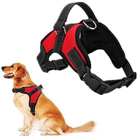 Pettorina sportiva per cani di grossa taglia, gilet morbido regolabile con comoda maniglia, rosso