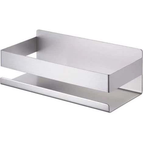 Étagère de salle de bain auto-adhésive en acier inoxydable, 23 x 10,5 x 6 cm, sans perçage, pour cuisine et salle de bain (1/4)