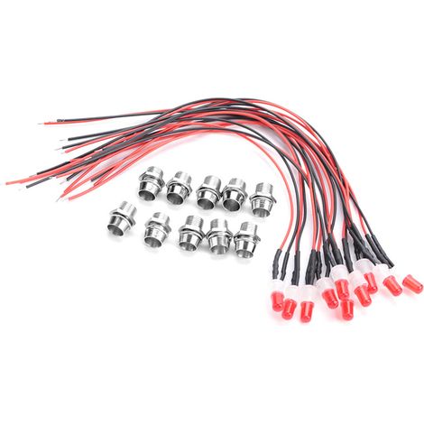 10 diodes LED 12V 8mm pré-câblées à lumière constante, très lumineuses, étanches (02) (1/5)