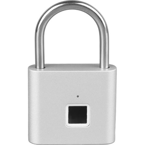 Cadenas biométrique électronique sans clé, étanche, à empreinte digitale, Bluetooth, compatible avec l'application TUYA et rechargeable par USB (argenté).
