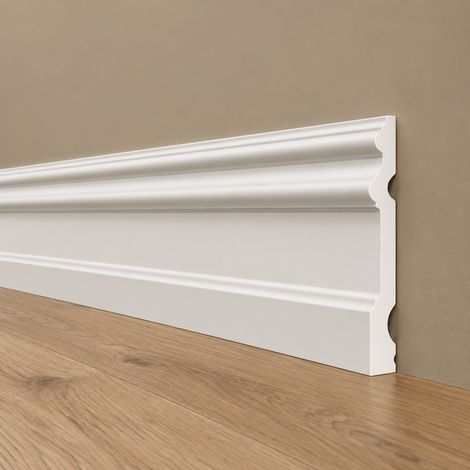 pacco da 112ML di Battiscopa RESISTO in polimeri extracompatti mod. MAGNIFICO Bianco mis. 140x15mm
