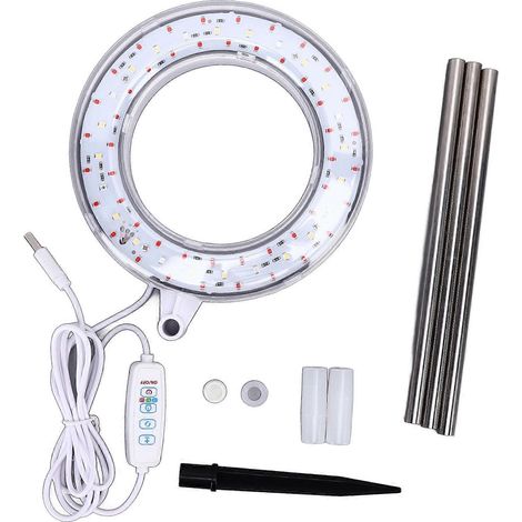 Lampe de croissance pour plantes, 3 niveaux de minuterie, 10 niveaux de gradation, lampe LED USB à une tête pour jardin ou serre. (1/4)