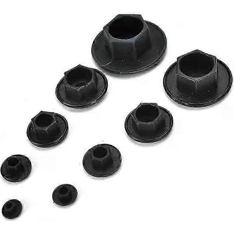 20 boulons et écrous à tête hexagonale noire M5/M6/M8/M10/M12/M14 avec capuchons hexagonaux et protections (1/5)
