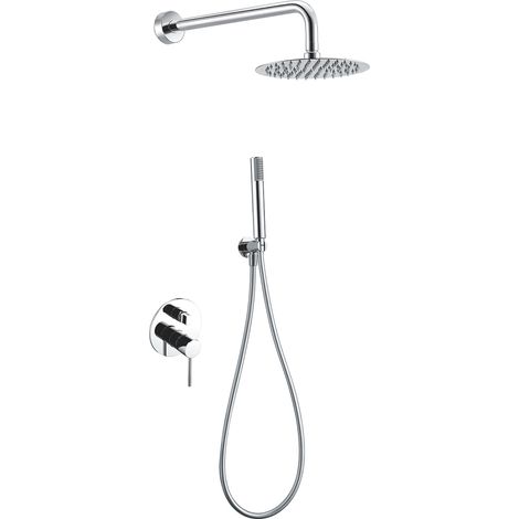 Colonna Doccia Incasso con Miscelatore Monocomando  Modello MILOS STICK  Soffione di dimensioni standard  Colore Grigio Finitura Cromo [ IMEX® ]