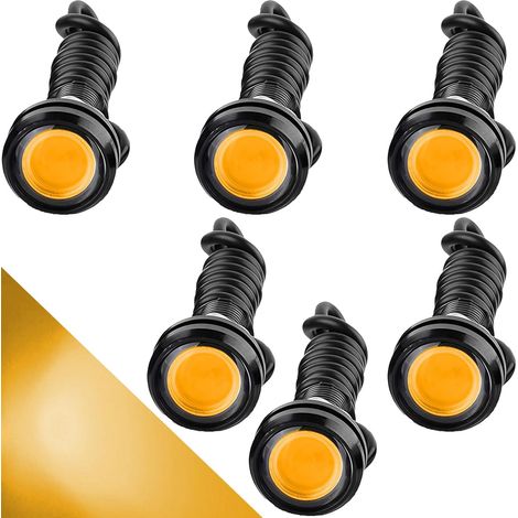 6pcs Led Eagle Eye, 18mm 9w Jaune, Lumière Diurne Antibrouillard Recul, Pour Voiture Moto Camion (1/5)