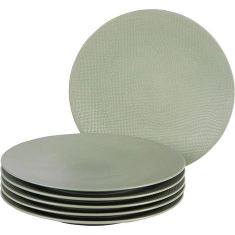 Table Passion - Assiette plate Vésuvio sauge 27 cm (lot de 6)