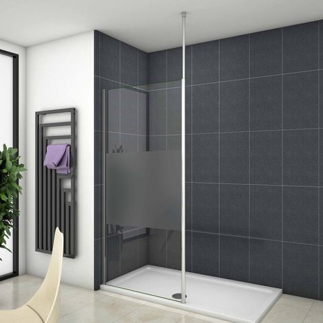 90x200cm Walk in Dusche Duschwand 8mm ESG Sicherheitsglas Duschkabine mit 2030-3200mm Deckenhalter Höhe 200cm (1/5)