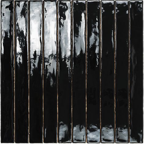 Carrelage Mur Ceramic Connection Black Brillante 5x50 cm