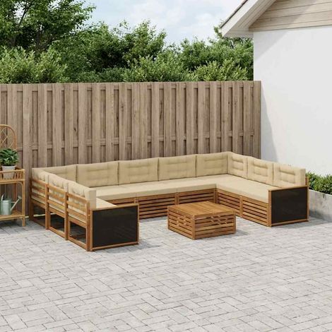 vidaXL Outdoor-Sofagarnitur 10 pcs Natur und Beige Massivholz Akazie (1/5)
