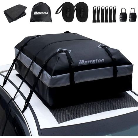 Coffre de Toit de Véhicule Voiture pour Voyage Résistant aux Intempéries Matériau sac de toit boîte de rangement avec un tapis antidérapant pour véhicules avec/sans porte-bagages, SUV, noir (1/4)