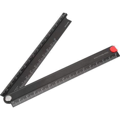 Regla plegable de aleación de aluminio de 0-300 mm, regla de aleación tipo L de 90°, regla metálica plegable para papelería. (1/3)