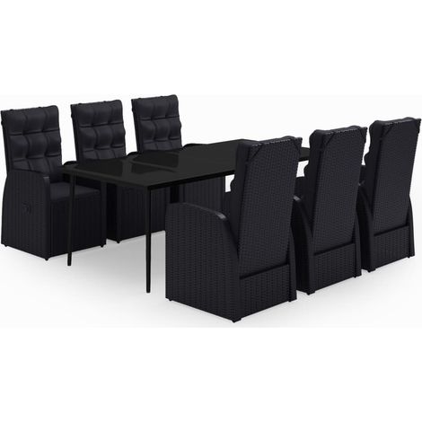 Set da Pranzo da Giardino 7 pz con Cuscini Nero vidaXL (1/5)