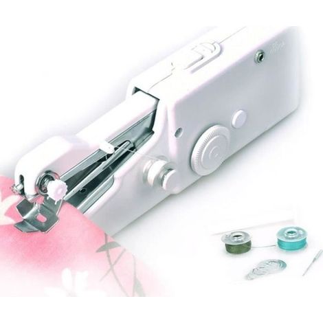 Mini machine à coudre électrique à main - Blanc (1/4)