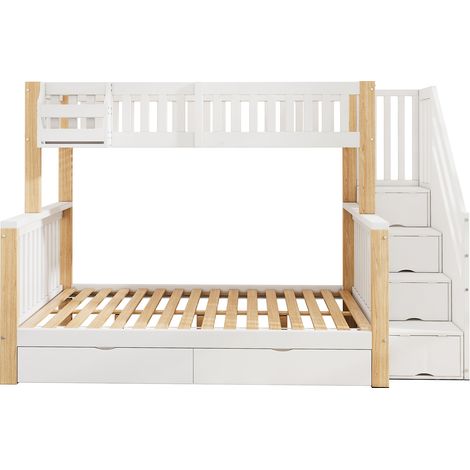 Litera infantil con cajones y armarios, blanco y madera natural (1/5)