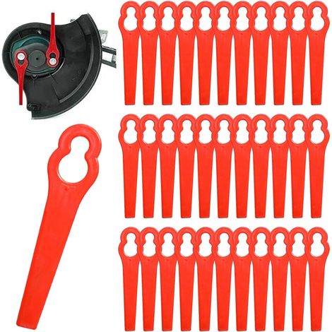 100 Stück Ersatz-Kunststoffmesser, Kunststoff-Rasenmähermesser für Gartenrasenmäher (rot) (1/5)