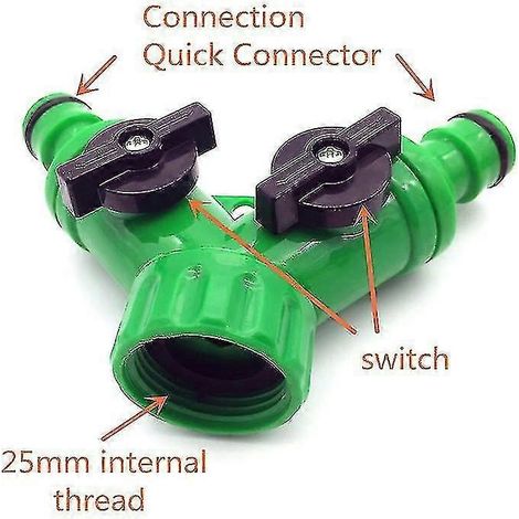 Raccord rapide en Y (5 pièces) pour système d'irrigation goutte à goutte, adaptateur à 2 voies, vanne pour irrigation de jardin, filetage interne G3/4". (1/5)