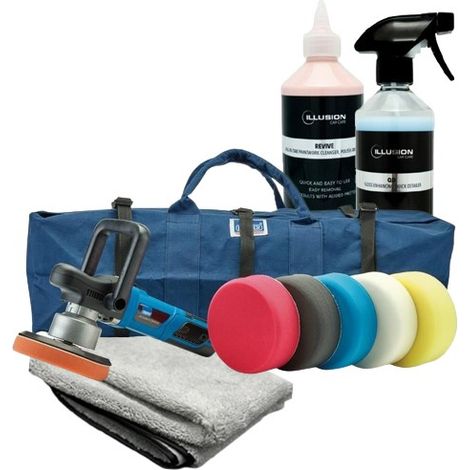 Draper DA Car Polisher 150mm Detailing Buffer 5 Sponge Kit + Polish & Detailer (1/4)