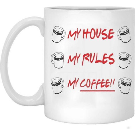 Mug « Ma maison, mes règles » - Mug petit-déjeuner humoristique - 325 ml (11 oz) - Inspiration et motivation