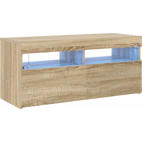 Mueble de TV con luces LED roble Sonoma 90x35x40 cm vidaXL