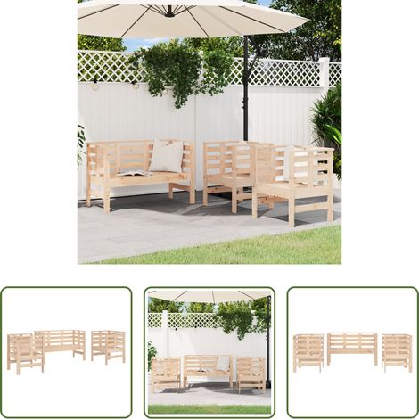 Gartenbank -  3-tlg. Garten-Lounge-Set Massivholz Kiefer (1/5)
