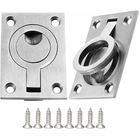 2-Piece Drawer Handle Set, Locker Cabinet Handle, Stainless Steel Handles for Boats, Marine Handle, Recessed Hatch for Boat, Recessed Pull Handle with 8 Screws (64 x 46 mm) (1/5)