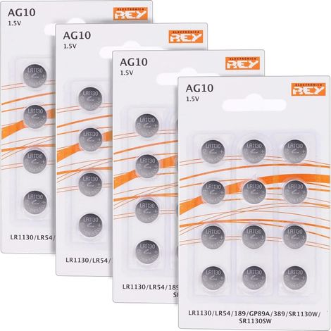 Lot de 48 Piles AG10 1.5V, Pile Bouton au Lithium Alcaline, LR1130, LR54, L1131, 189, GP89A, 389, SR1130W, SR1130SW (1/5)