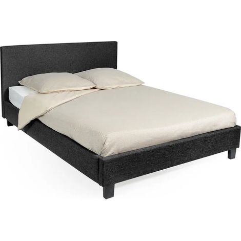 Lit 2 places KELIA Noir 160x200 + sommier intégré (1/2)